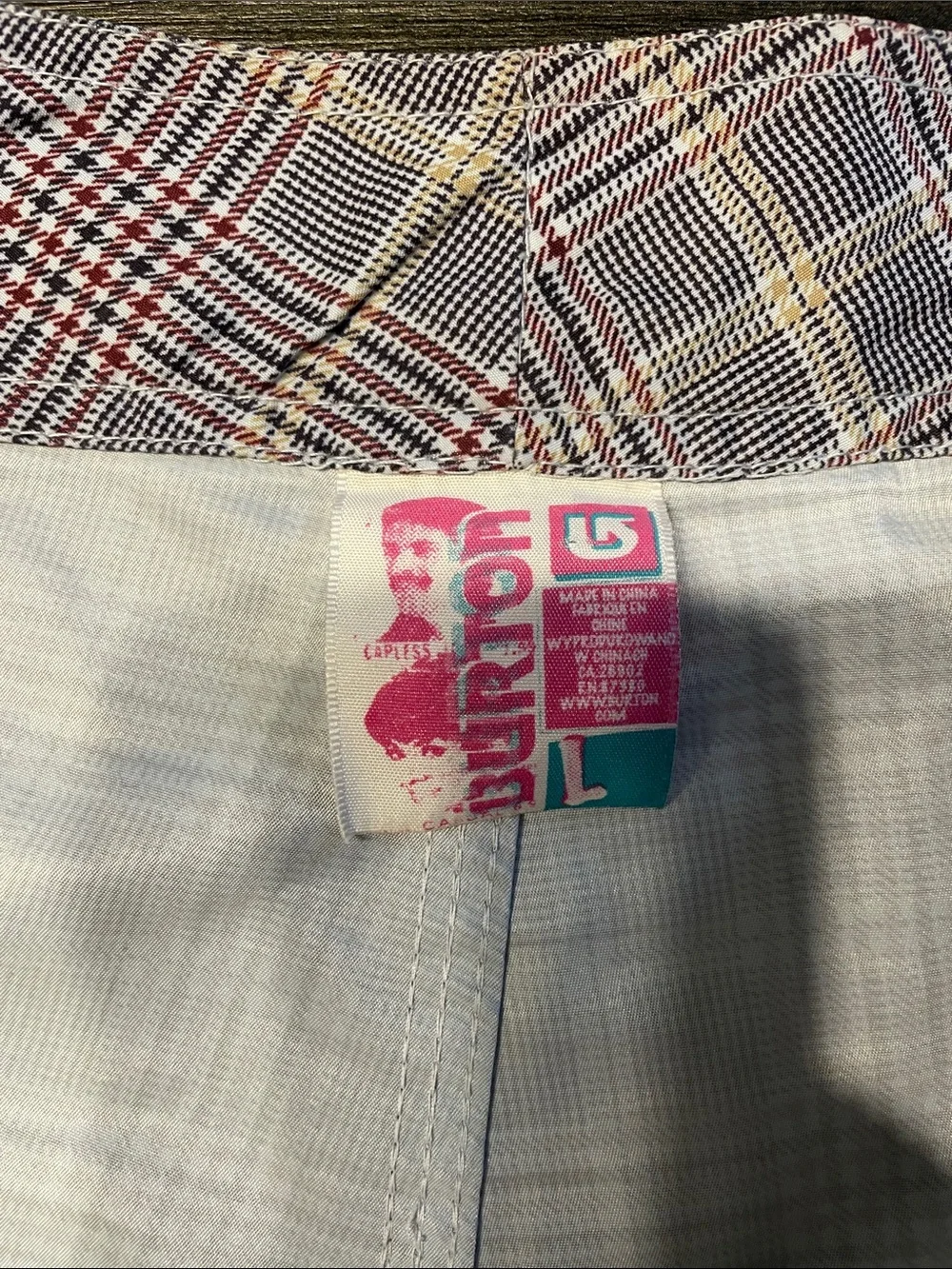 Burton Plaid Swim/Board Shorts in Lavender, White and Maroon